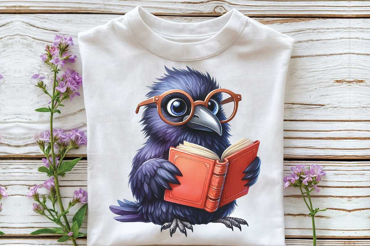 Watercolor Crow Clipart Funny Raven, an Illustration by CraftArtStudio (Photo 3 of 6)