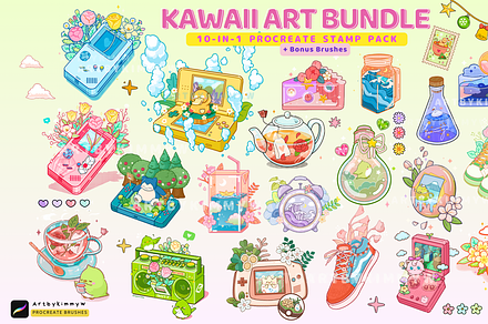 Procreate 10-in-1 Kawaii Art Bundle
