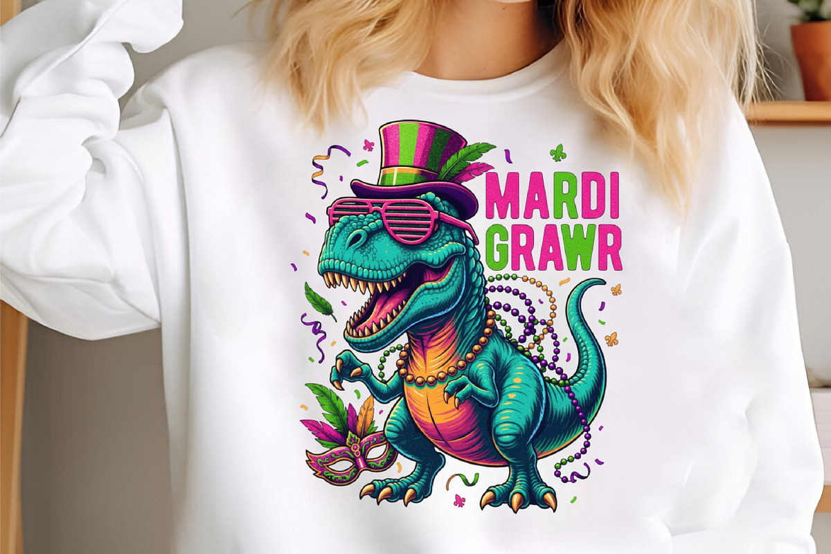 Mardi Grawr Dino T-Rex Mardi Gras Pn, an Illustration by designcity5 (Photo 7 of 9)
