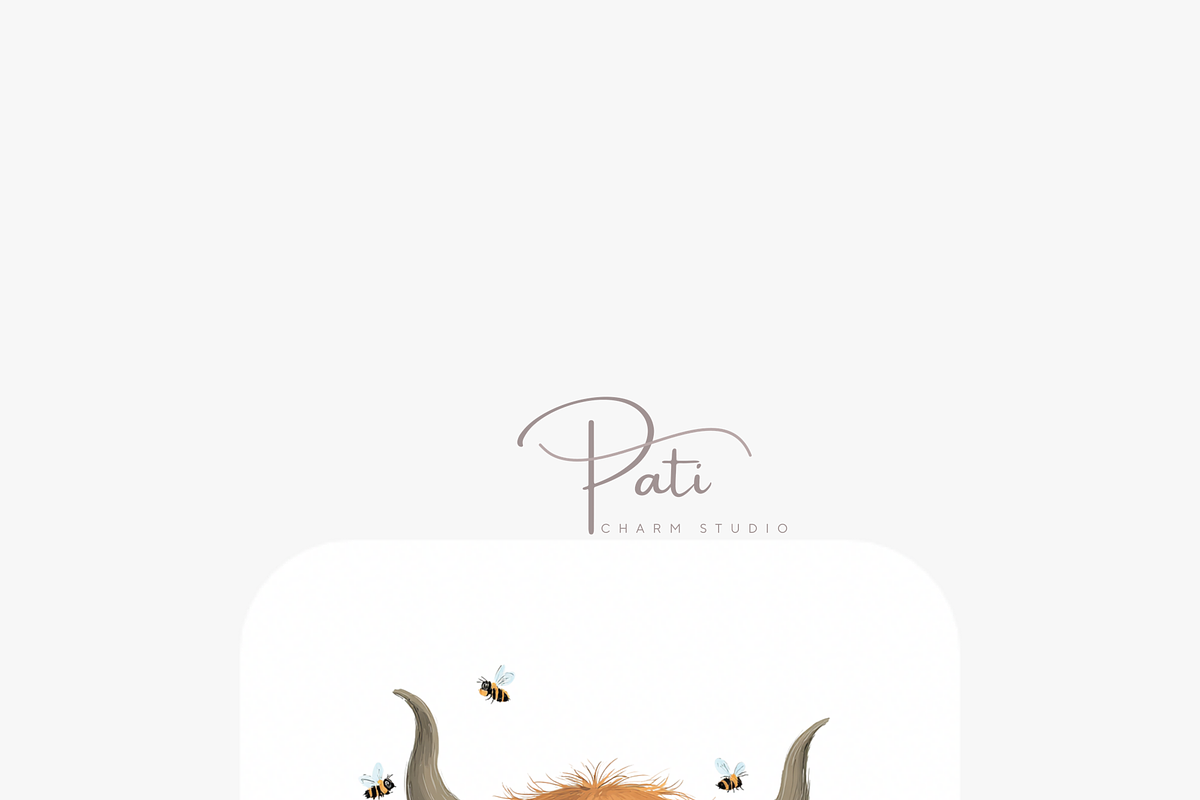30 Floral Highland Cow Clipart, an Animal Illustration by Pati Charm Studio (Photo 6 of 8)