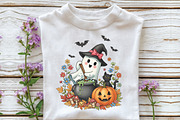 Halloween Ghost Stir the Pot Fall, an Illustration by CraftArtStudio (Thumbnail 2 of 4)