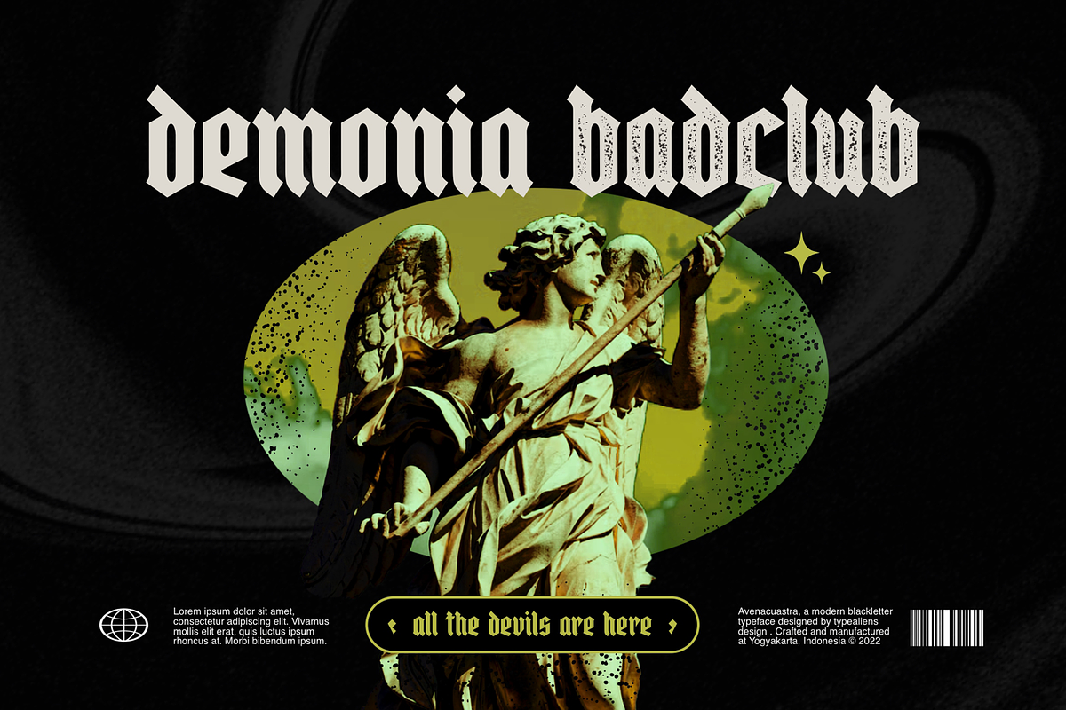 Avenacuastra, a Blackletter Font by ilhamtaro (Photo 4 of 10)