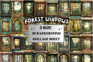 Forest Windows Collage Paper Kit, a Background Graphic by GiraffeCreative