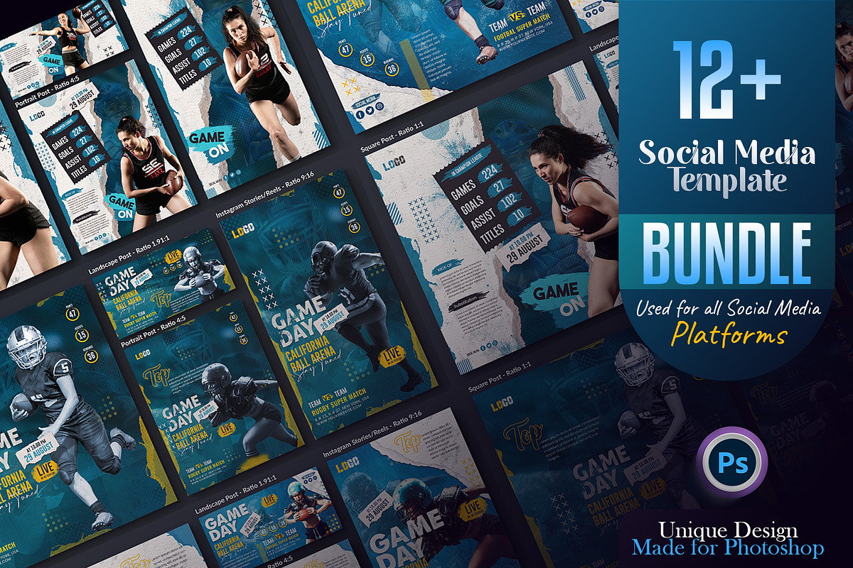 American Football Sport Social Media, a Social Media Template by Creative_View (Photo 1 of 8)