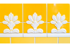 Yellow and white floral decorated, a Background Photo by Lermont51