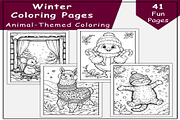 Winter Coloring Pages: Animal-Themed, a Seasonal Illustration by Lamia Emad (Thumbnail 1 of 4)