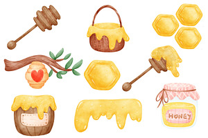 Watercolor Honey Cute Illustration