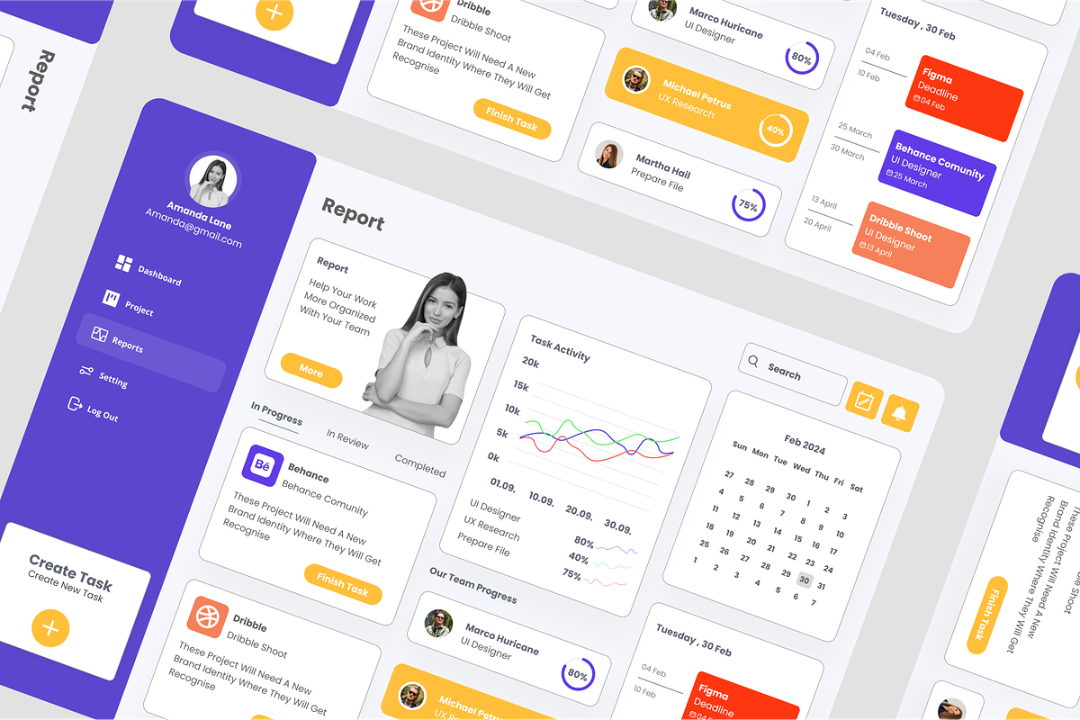 Project Management Admin Dashboard, an UI Kit Template by SquidPixey (Photo 3 of 5)