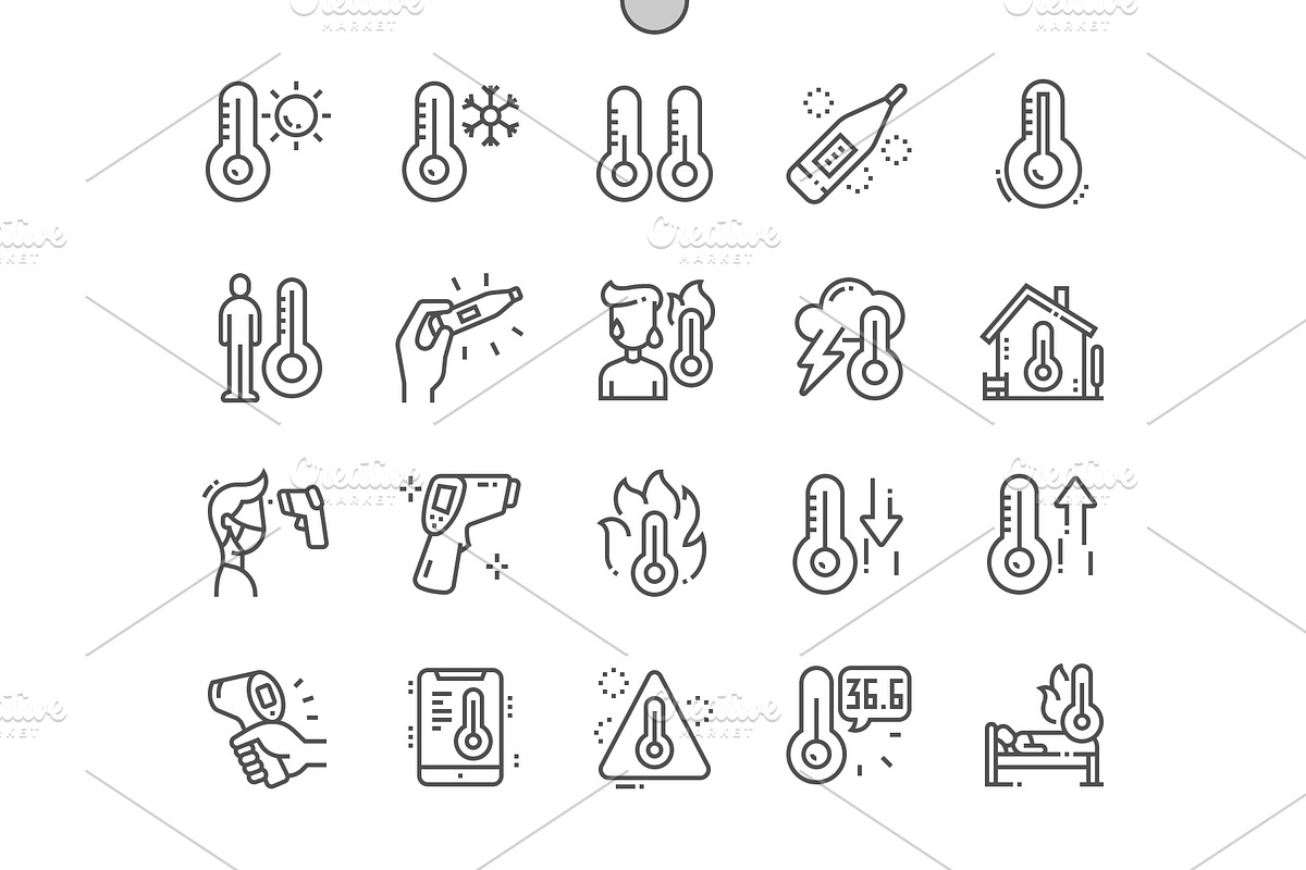 Temperature Line Icons, an Outline Icon by Palau