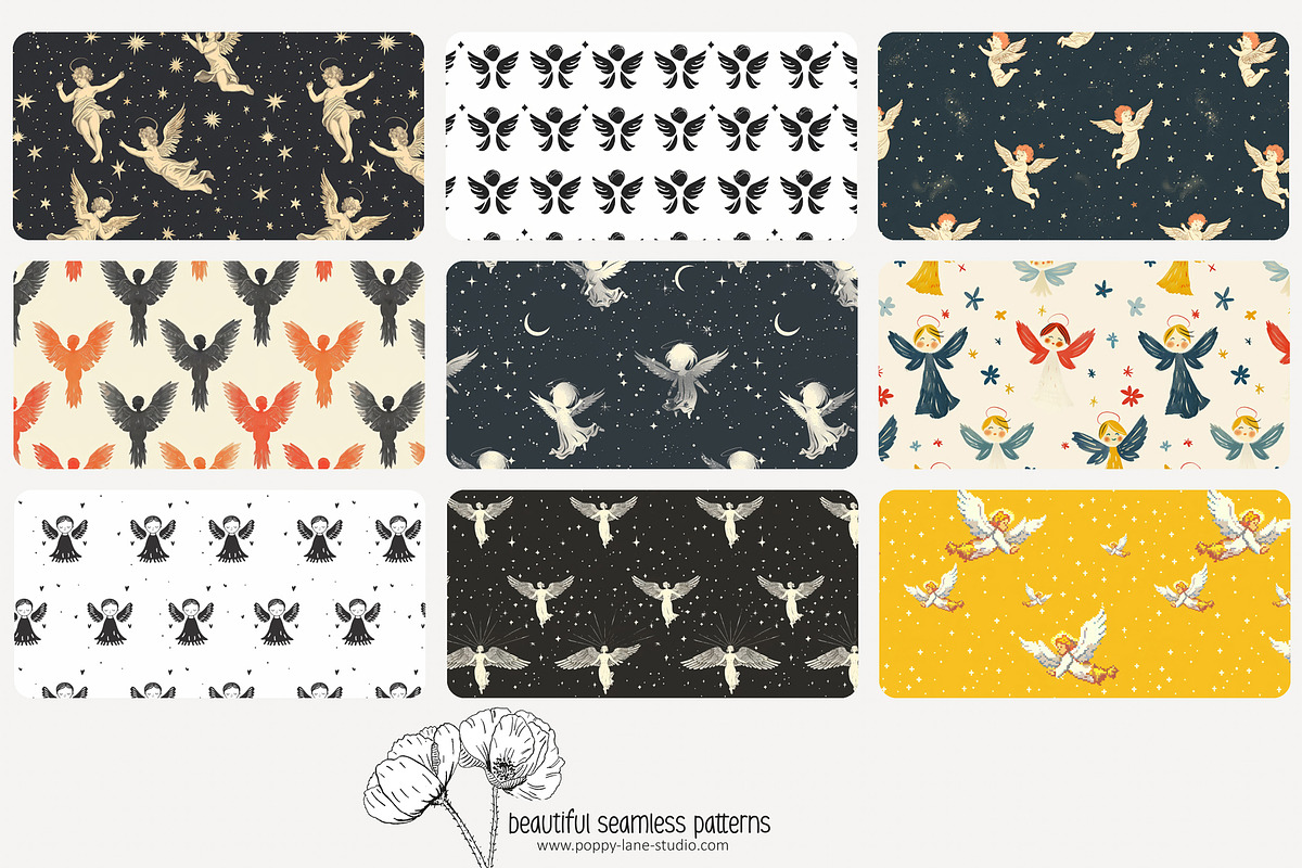 80 angelic seamless pattern, a Pattern Graphic by Poppy Lane Studio
