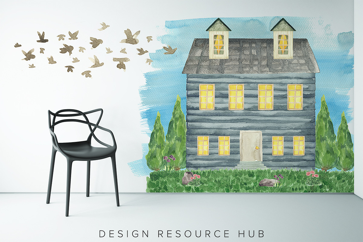 Watercolor Art Pack: Build A House, an Illustration by Design Resource Hub (Photo 5 of 10)