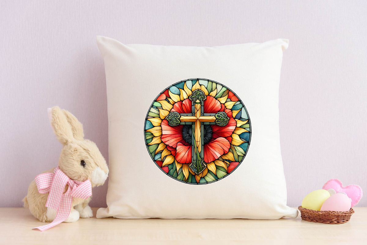 Poppy & Cross Faux Stained Glass, an Illustration by SVGArt (Photo 2 of 7)