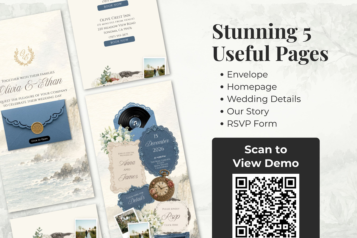 Dusty Blue Wedding Website, a Landing Page Template by Everyday Perfection (Photo 4 of 12)