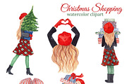 Christmas shopping girl clipart, an Illustration by s.yanyeva (Thumbnail 2 of 3)