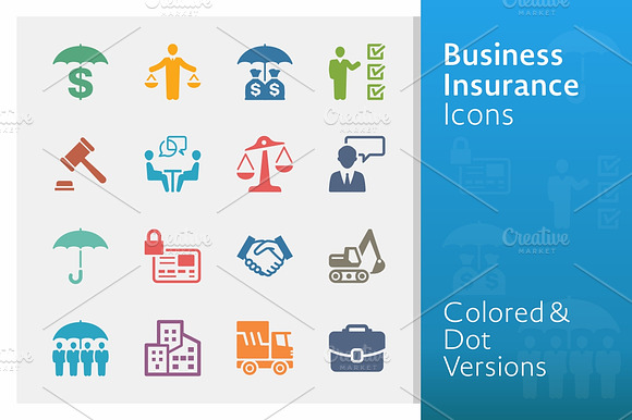 Business Insurance Icons Colored