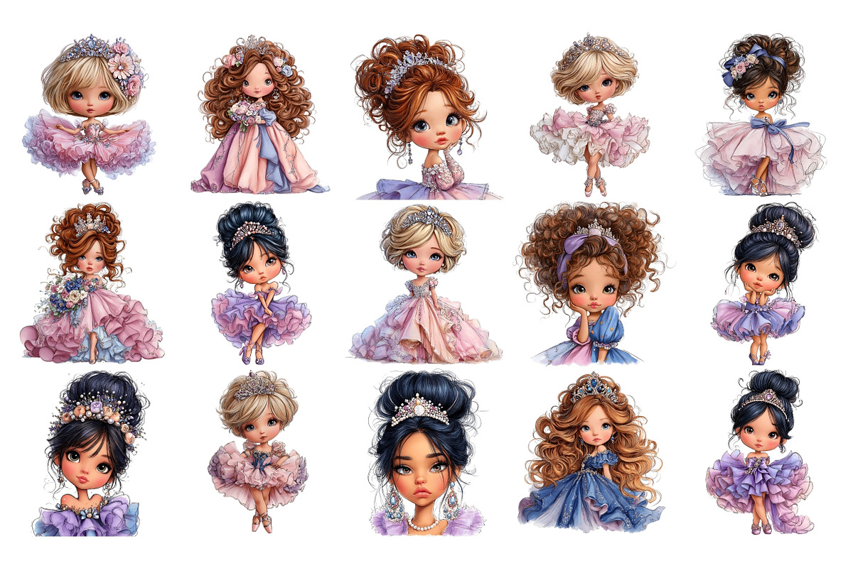 Princesses PNG Clipart Bundle, a Person Illustration by Nicolle's Colorful Art (Photo 2 of 6)