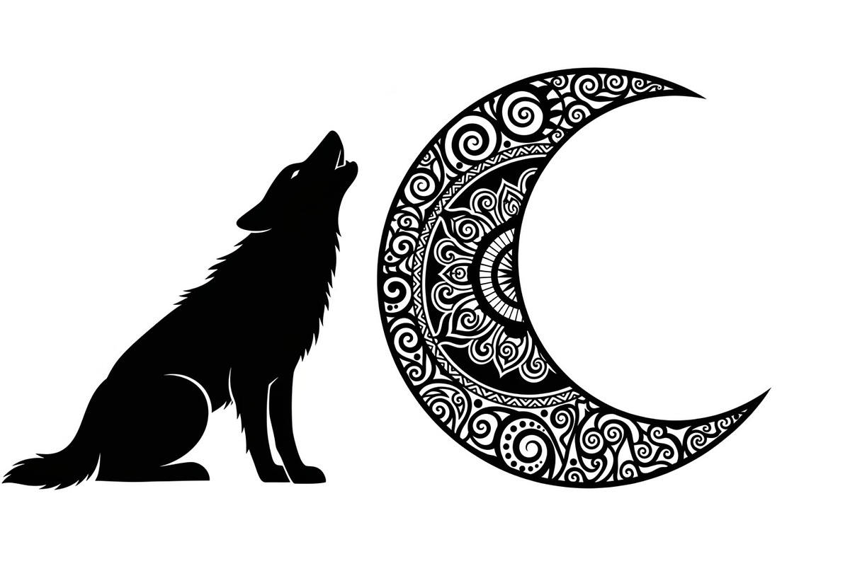 Mandala Moon Wolf SVG Bundle, an Illustration by Gaye Art (Photo 9 of 31)