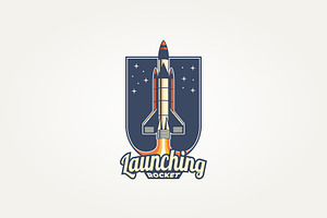 Spacecraft Rocket Launch Logo Design