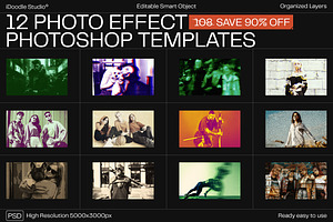 12 Photo Effect Templates, a Layer Style Add-On by iDoodle Studio