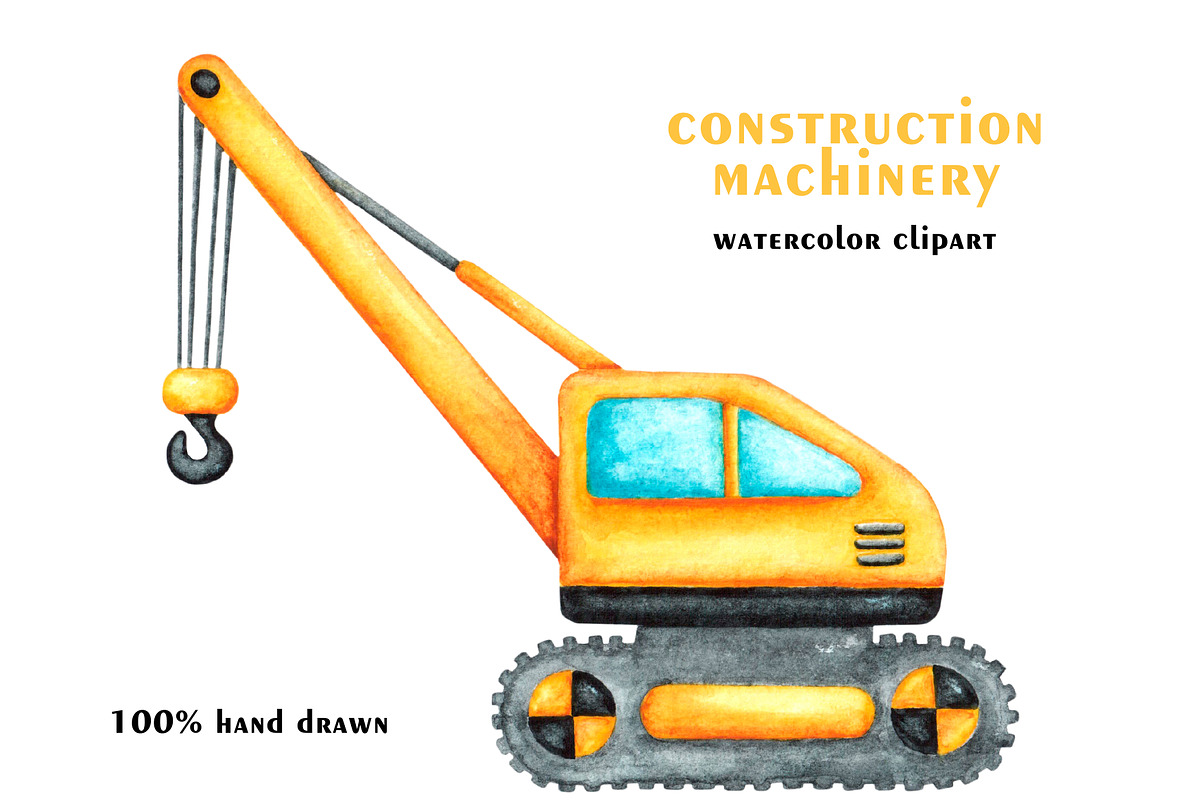 Construction vehicles watercolor set, a Transportation Illustration by SabinaWatercolorArt (Photo 20 of 20)