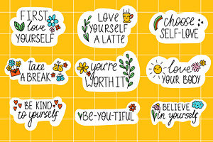 Love Yourself Stickers, a Healthcare Illustration by Le.nart