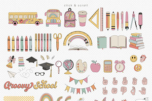 Groovy Back To School Clipart Set