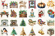 Watercolor Farmhouse Christmas Clipa, an Illustration by Libby Wishes (Thumbnail 2 of 7)