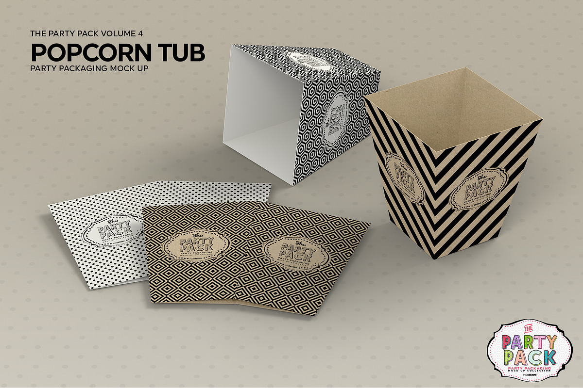 Popcorn Tub Packaging MockUp, a Packaging Mockup by INCDesign (Photo 6 of 7)