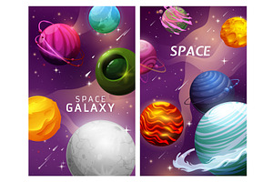 Cartoon Space Planets And Stars