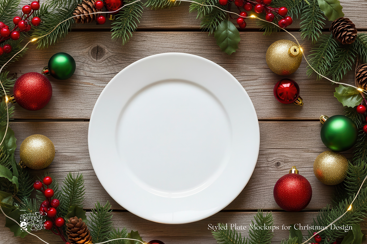 Christmas Plate Mockup 100 JPG, a Cups & Container Mockup by KennedyStudio (Photo 5 of 12)