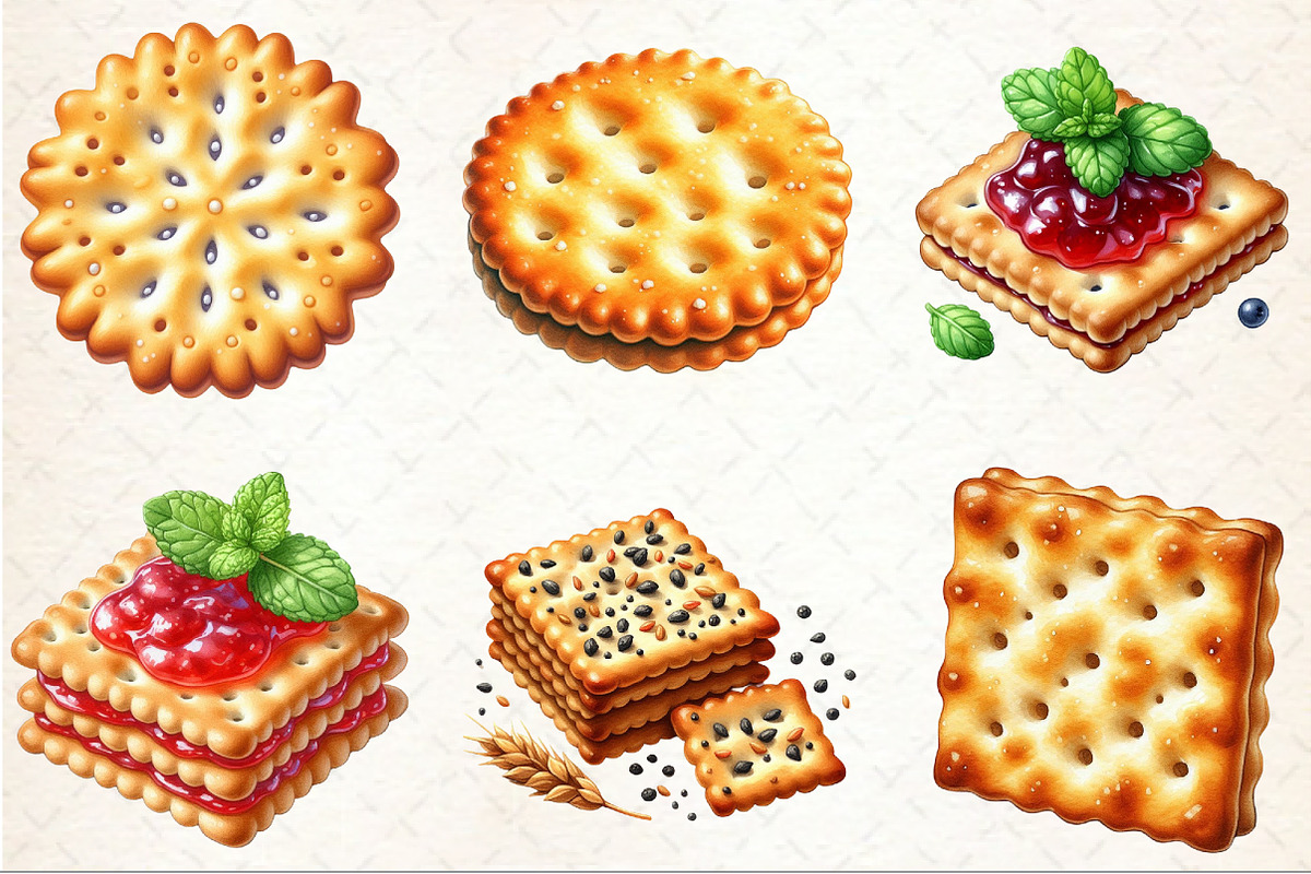 Cracker Watercolor Clipart, an Illustration by Rose Art (Photo 3 of 7)