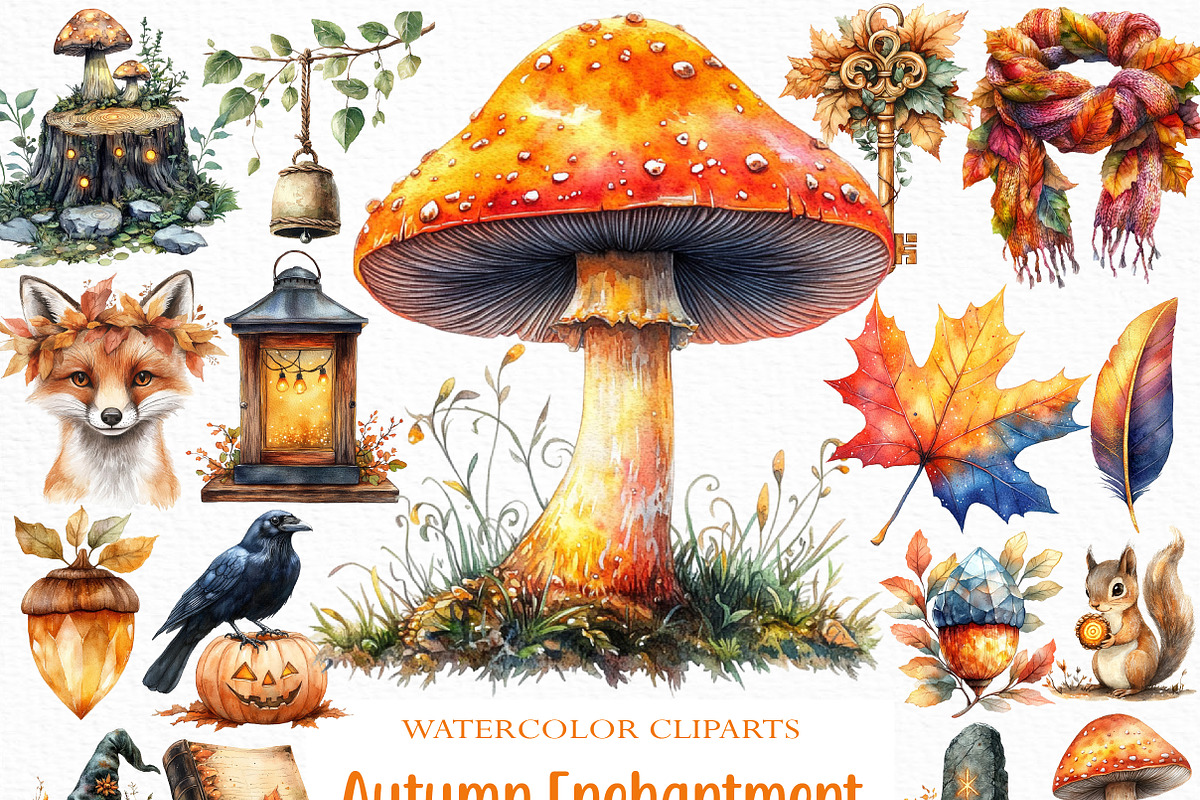 Watercolor Autumn Enchantment PNG, an Illustration by Craft Nest (Photo 1 of 7)