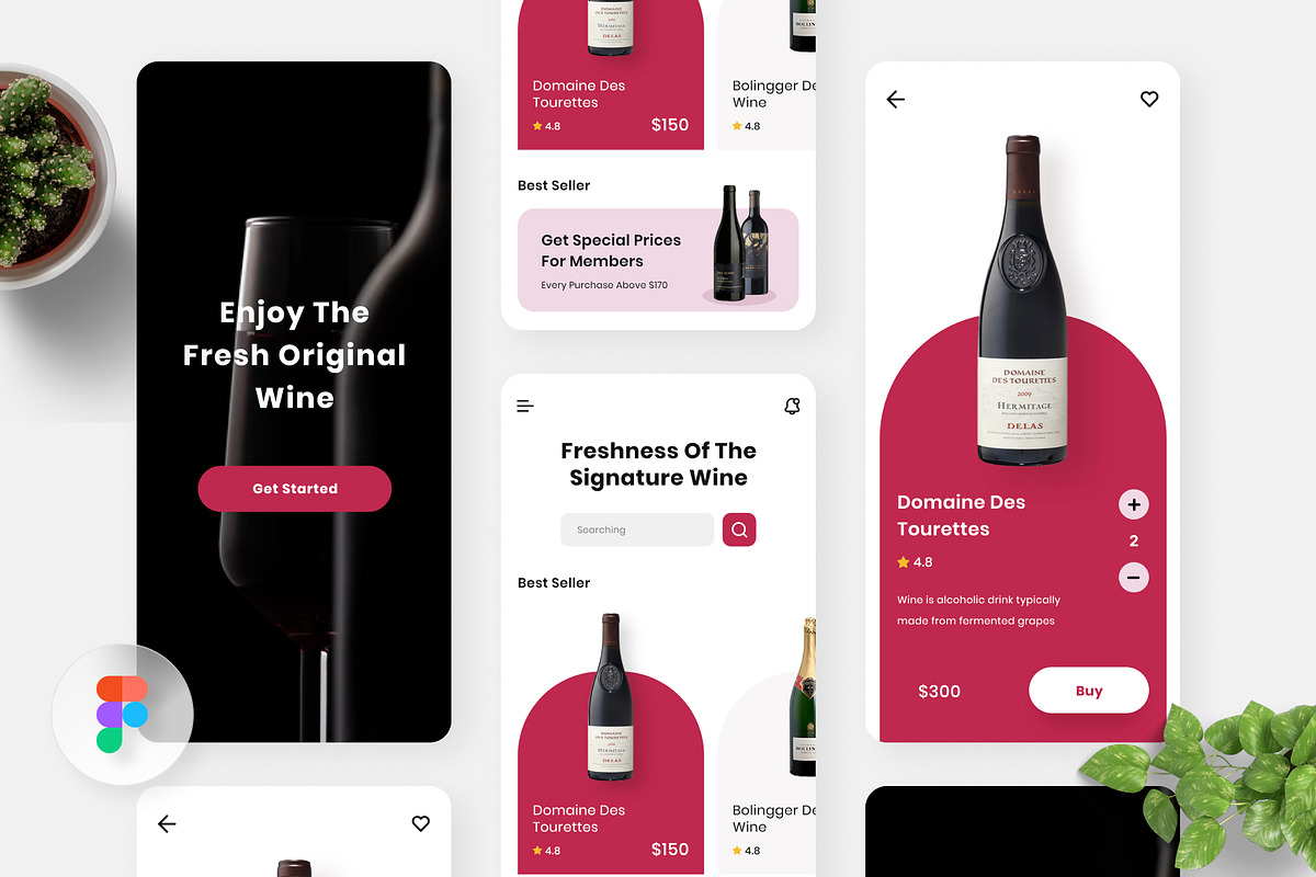 Ichish - Wine Design App, an UI Kit Template by Panen Creative (Photo 1 of 3)