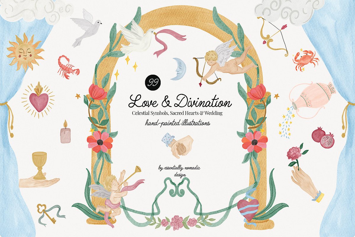 Hand-Painted Celestial Clipart, an Object Illustration by Essentially Nomadic (Photo 1 of 11)