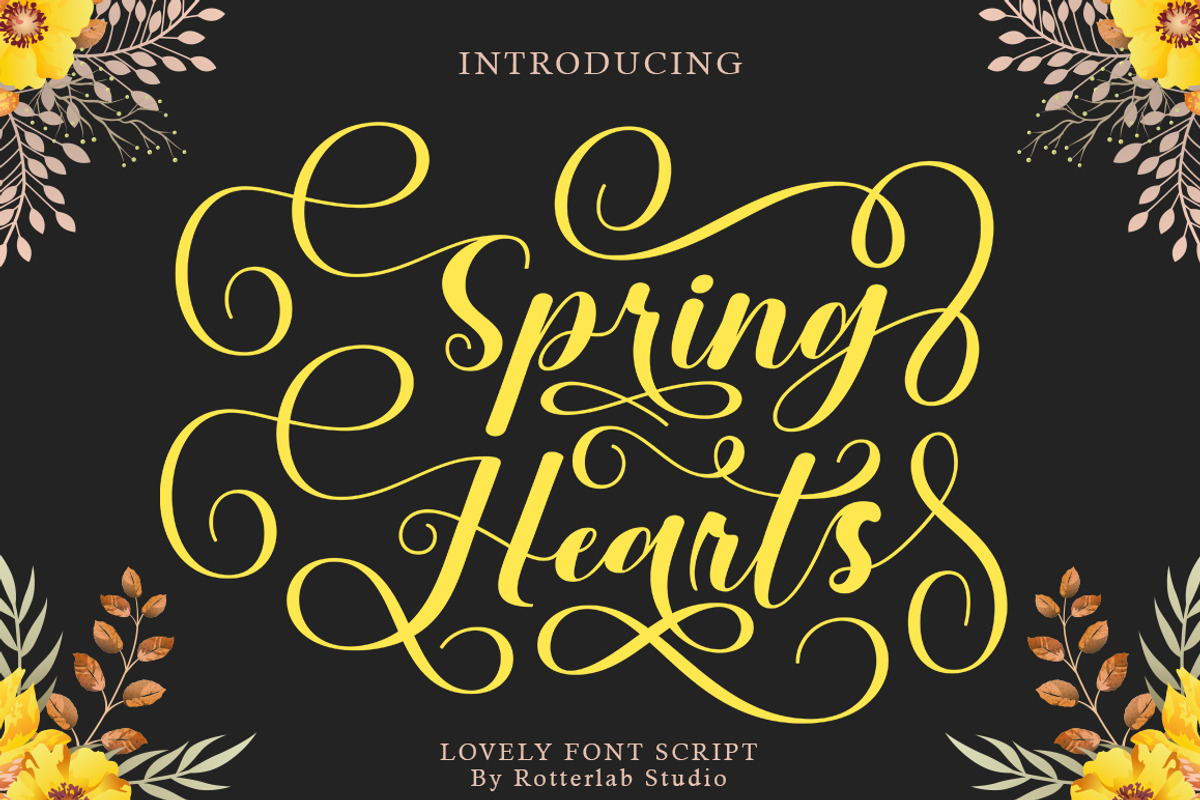 Spring Hearts, a Script Font by Rotterlab Studio (Photo 1 of 7)