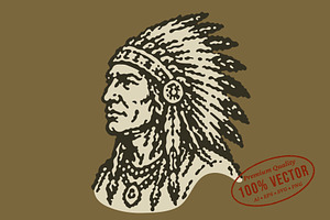 Vintage Indian Chief Illustration