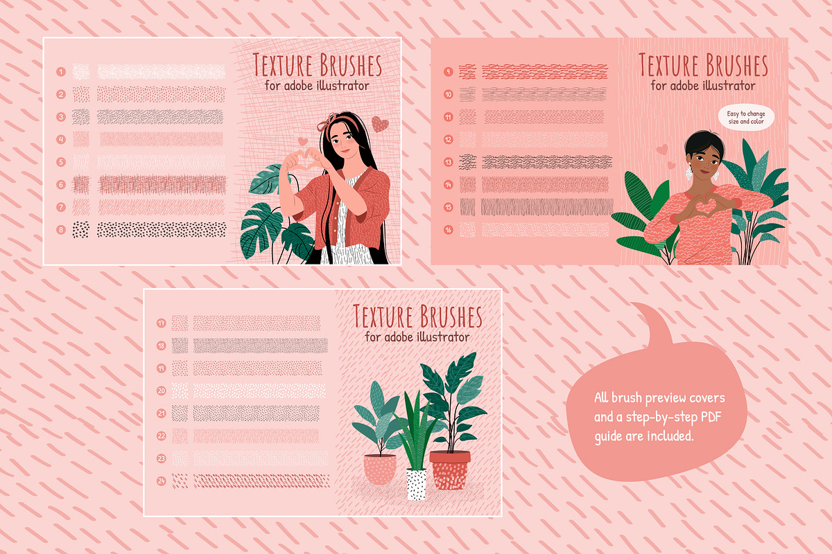 24 Texture Brushes for Illustrator, a Brush Add-On by IuliiaSavko (Photo 6 of 7)