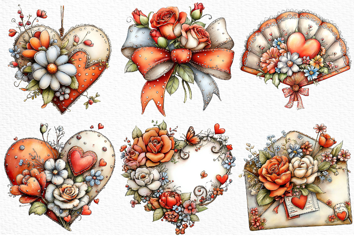 Victorian Valentine Bundle Clipart, an Illustration by Craft Nest (Photo 3 of 7)