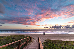 Epic beach landscape with sunrise
