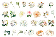 White flower. Watercolor clipart col, a Decorative Illustration by ElenazlataArt (Thumbnail 3 of 9)