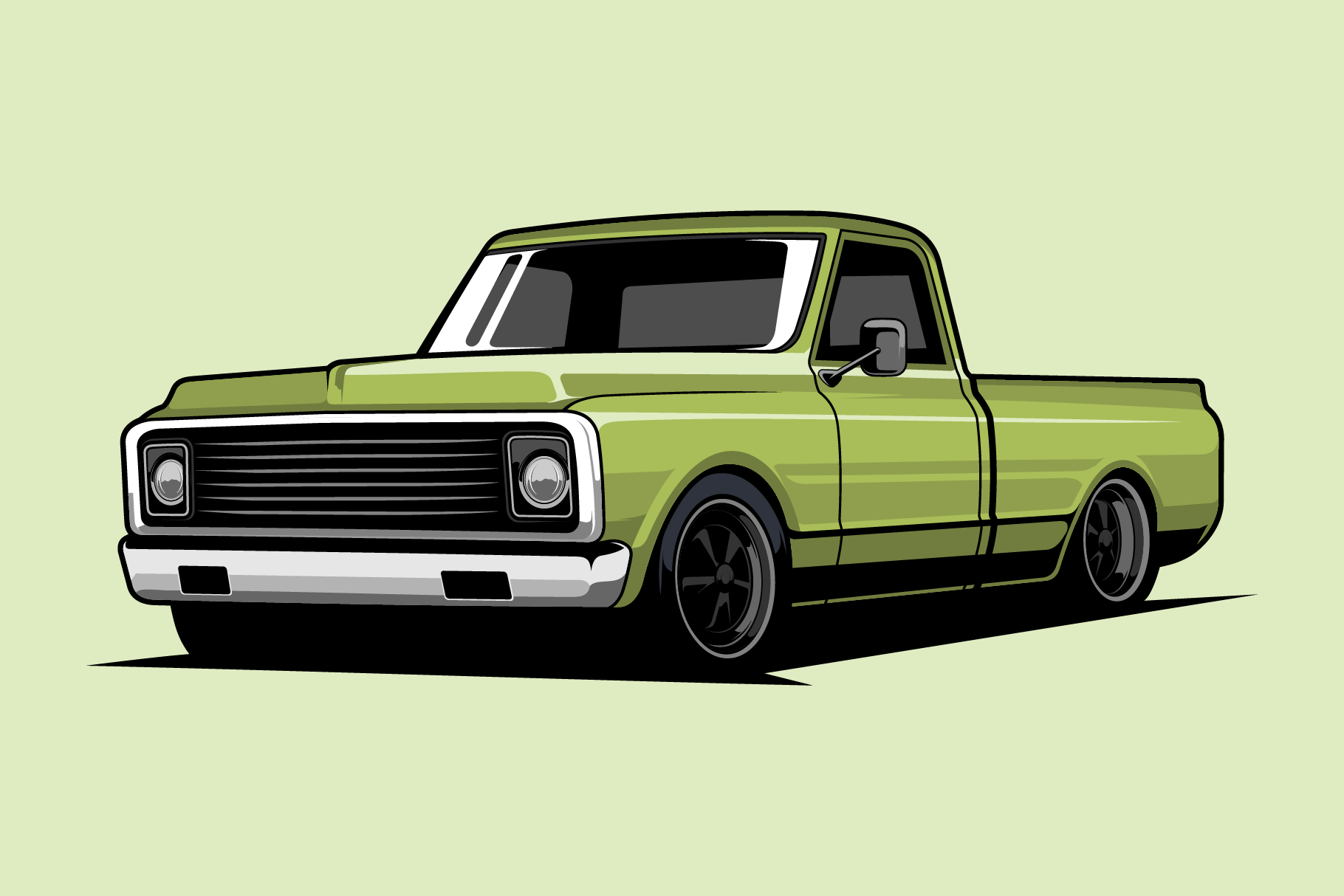 Classic pickup vector illustration, a Transportation Illustration by TFamz