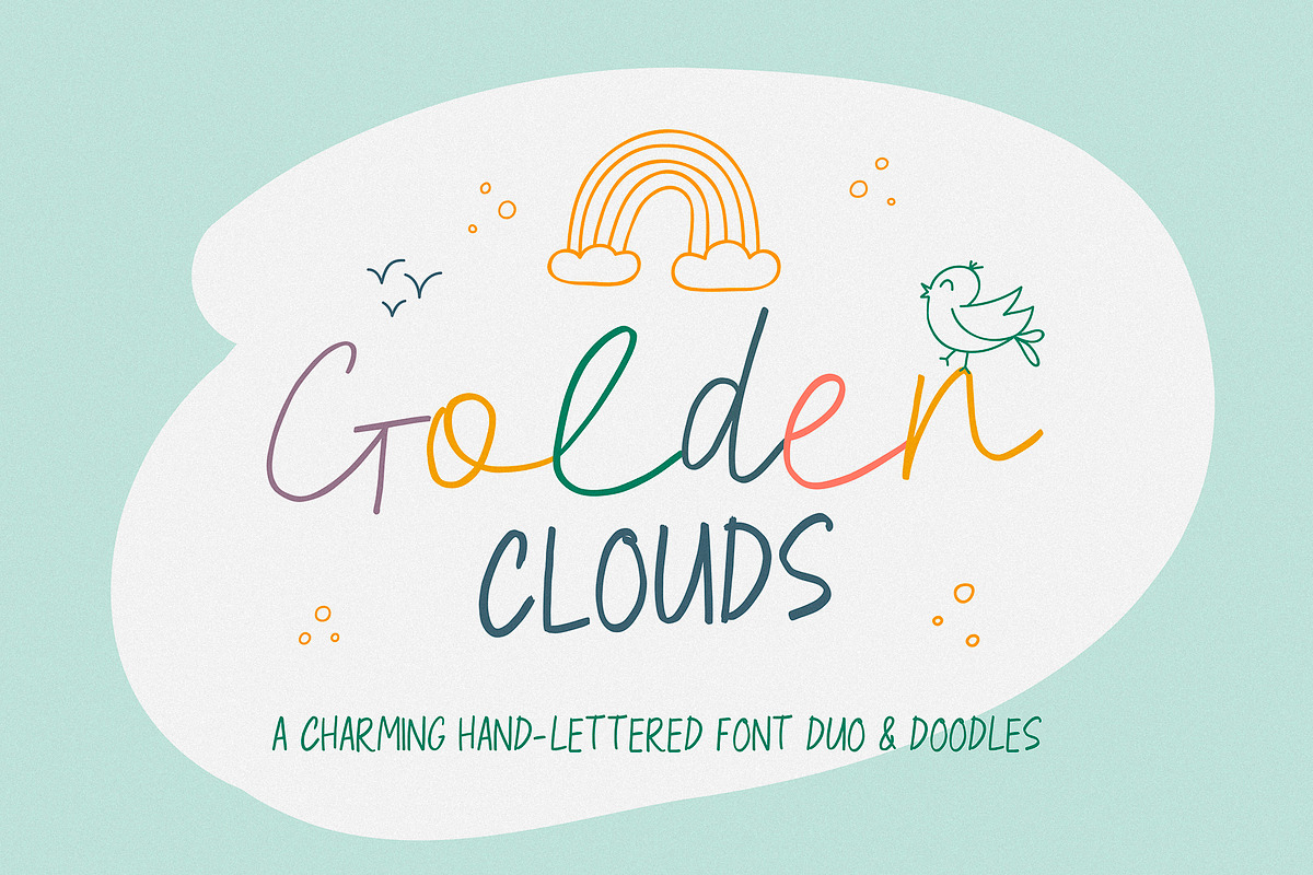 Golden Clouds Font Duo & Doodles, a Script Font by Anastasia Cuza (Photo 1 of 12)
