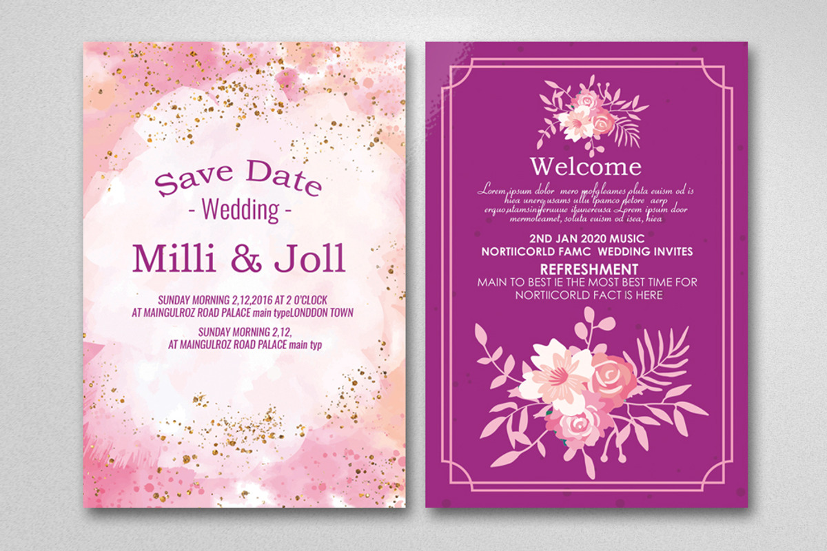 Two Sided Wedding Invitation Card, an Invitation Template by Business Flyers (Photo 2 of 2)