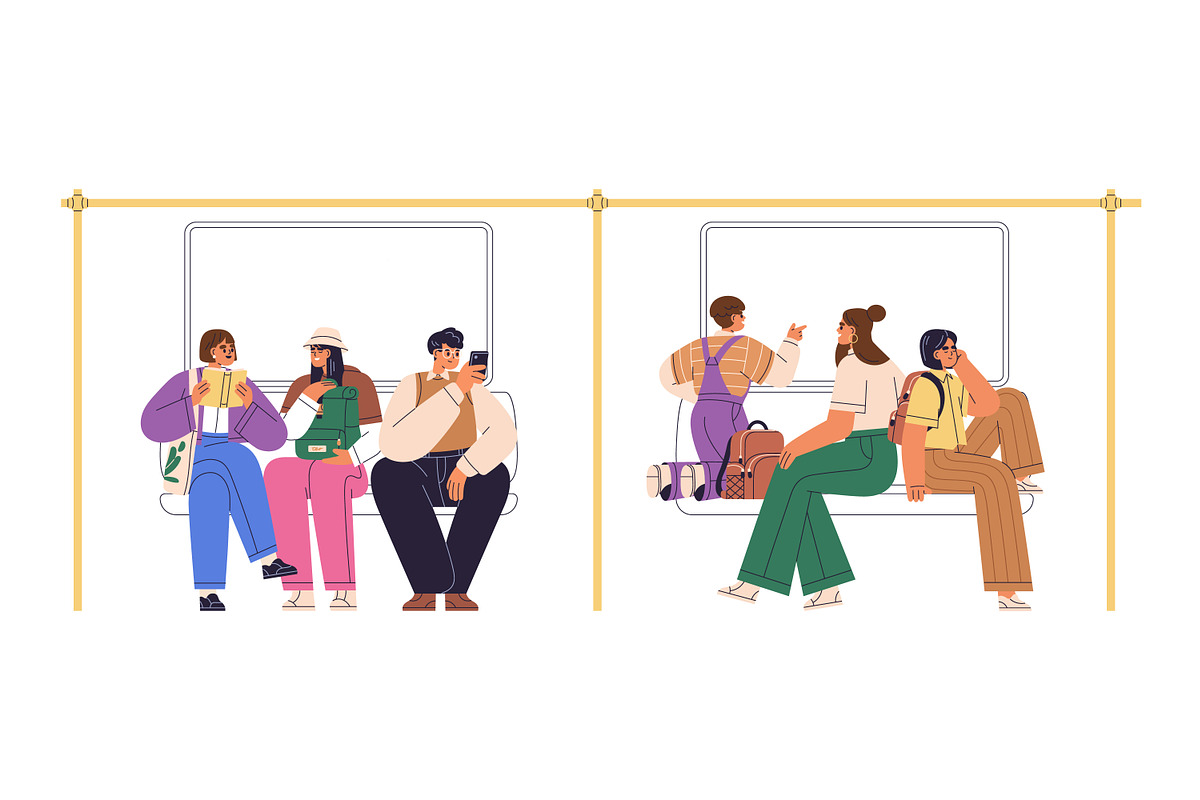 Passengers in subway train set, a Transportation Illustration by Good Studio (Photo 4 of 5)