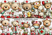 Whimsical Easter Nurse Teddy Clipart, an Illustration by Canvas Craft (Thumbnail 1 of 7)