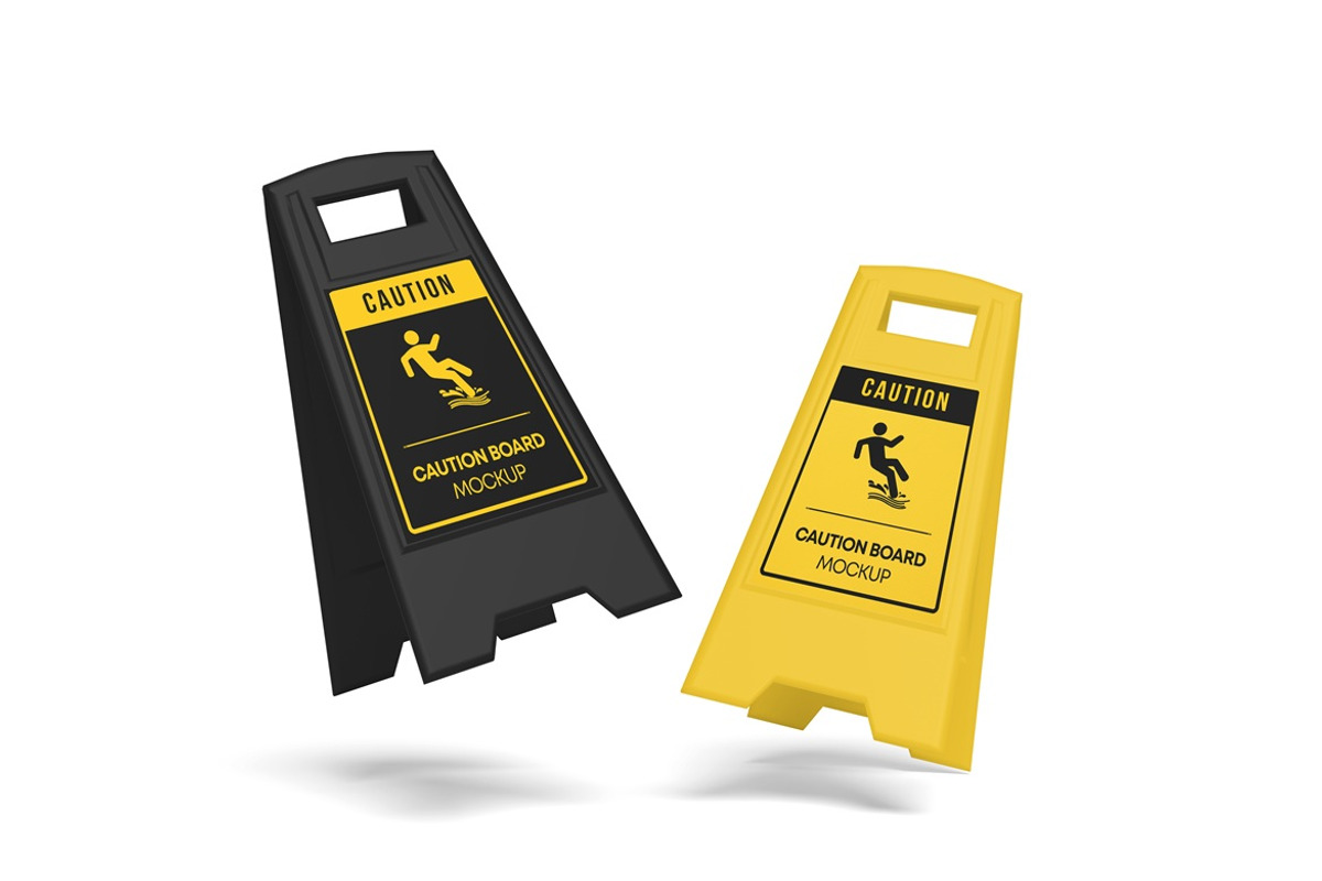 Caution Board Mockups, an Advertising Mockup by AndikaGraphic (Photo 4 of 6)