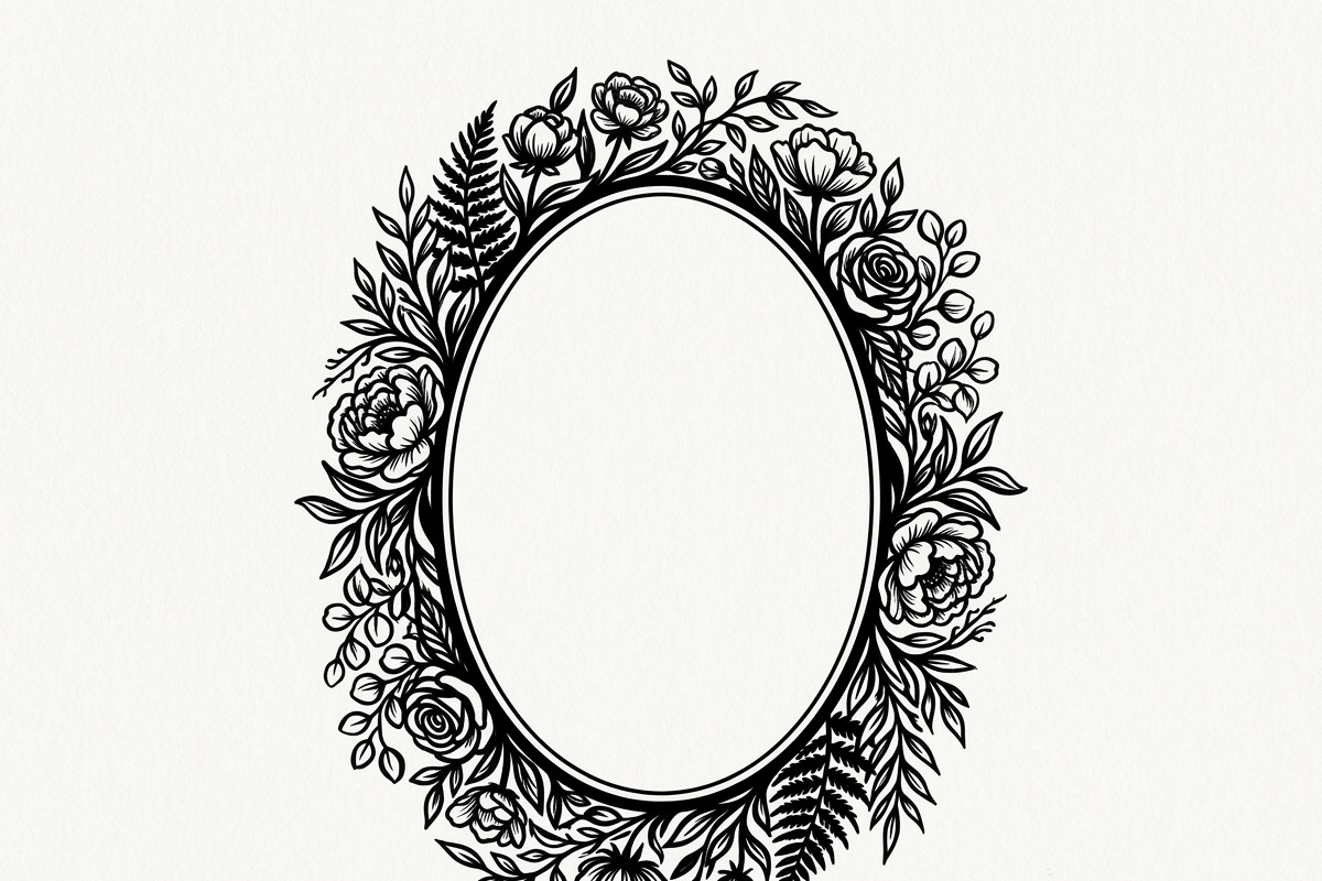 50 Elegant Floral Oval Mirror Frame, a Decorative Illustration by Amazin_art (Photo 19 of 34)