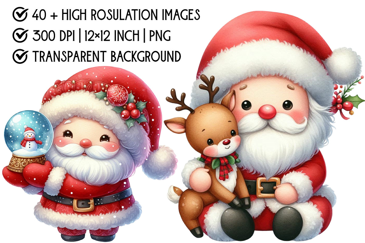 Adorable Santa Clipart, an Illustration by Pixels.Craft (Photo 4 of 6)