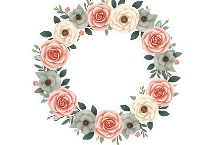 Circular Floral Wreath With White Mi, a Photo by LOGOCREATIVE