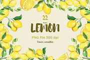 Lemon clip art, a Decorative Illustration by 7nov.studio (Thumbnail 1 of 6)